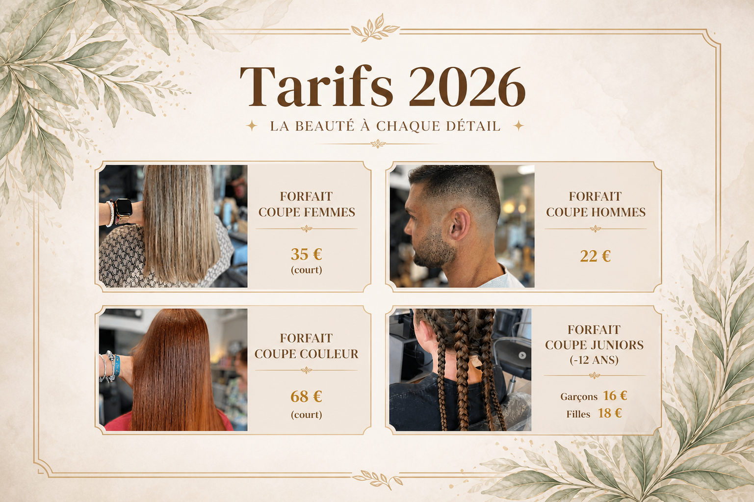 tarifs 2026 Salon de coiffure Coiff & Moi à Hyères, espace moderne et élégant