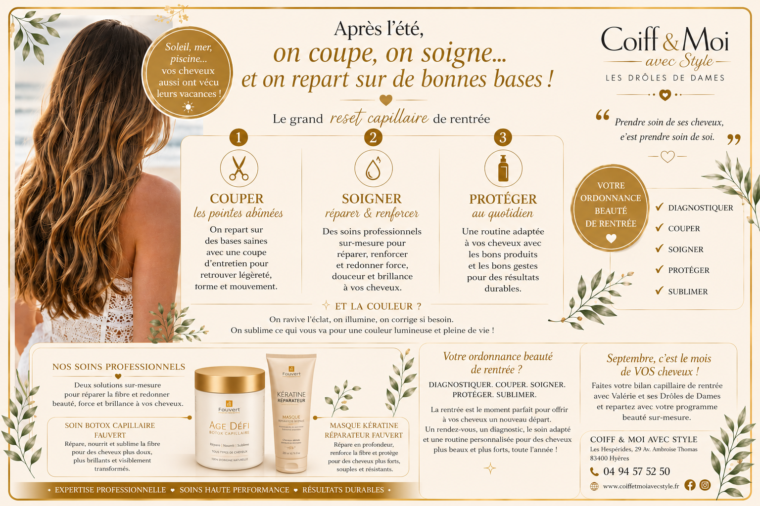 Cheveux abîmés après l’été : coupe et routine réparatrice à Hyères